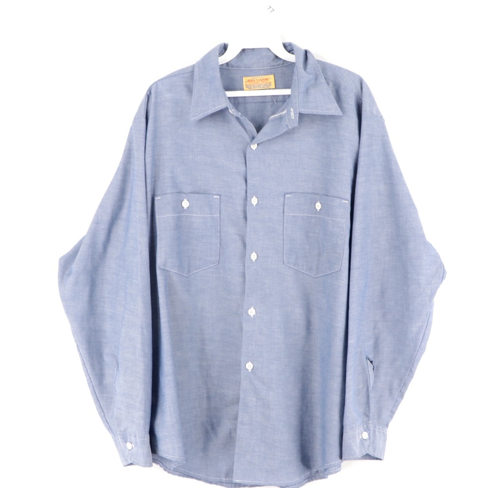 Vintage 70s Big Yank Mechanic Work Shirt Blue